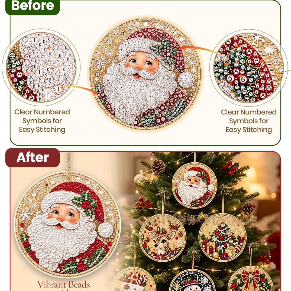 6 piezas de adornos navideños, - Art Craft Kit reseña y precio